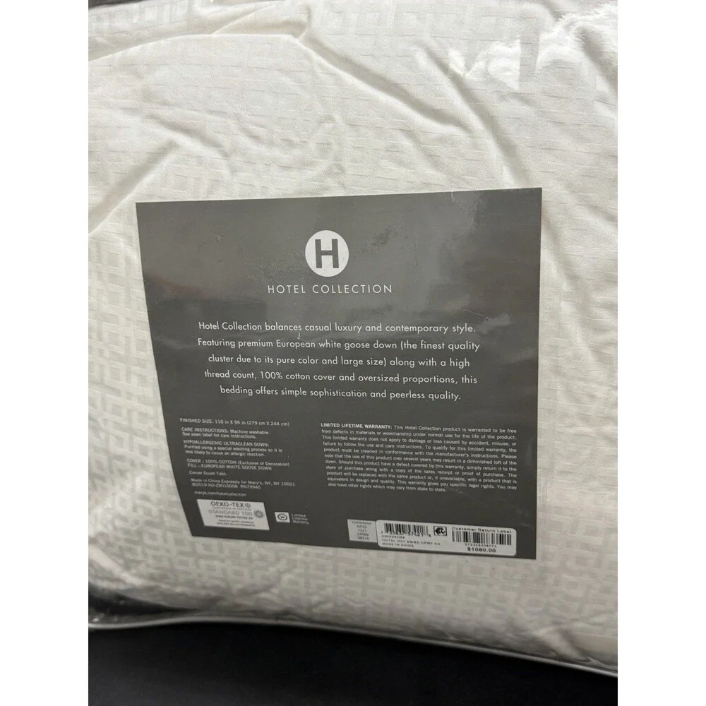Hotel Collection European Goose Down Heavy Weight White King Comforter